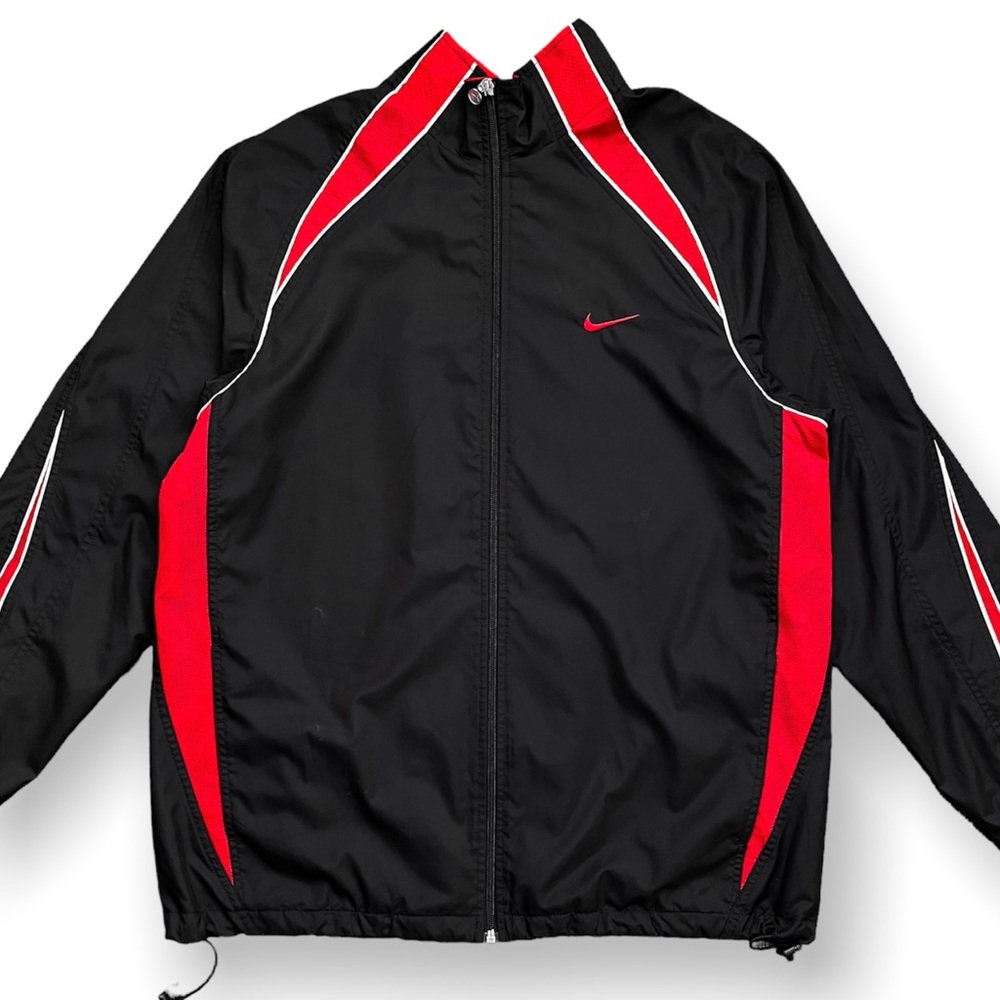 X-Large Y2K Black and Red Nike Windbreaker Light Jacket